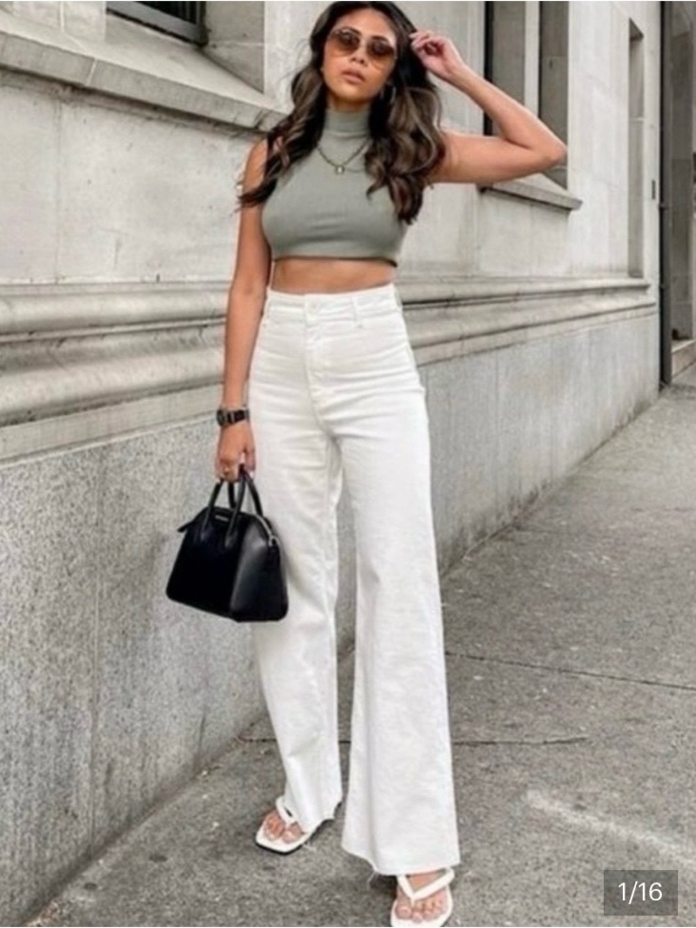 Zara The Marine Straight High Rise White Jeans